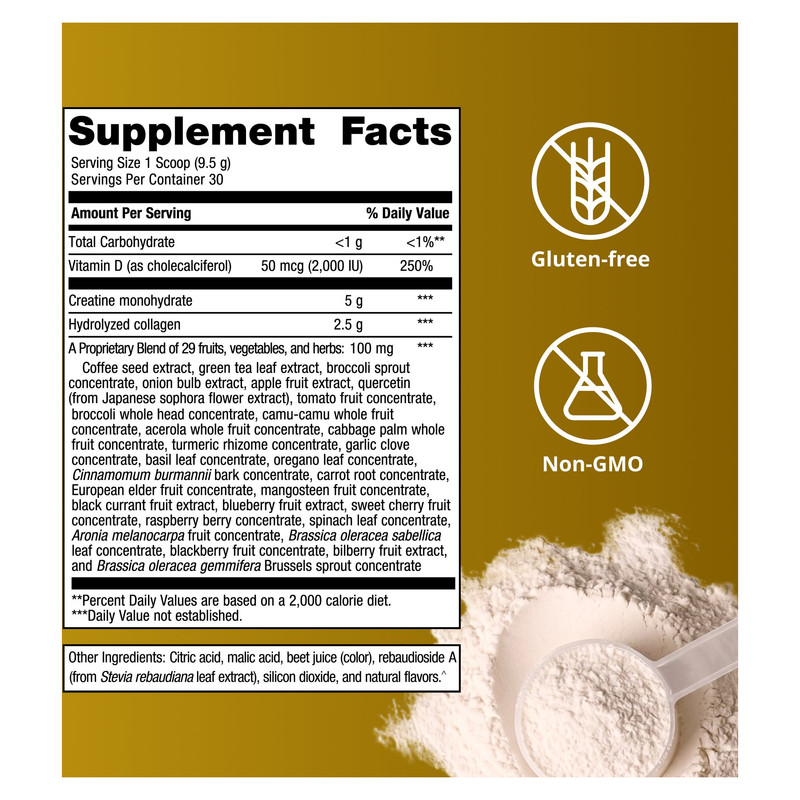StayStrong+ Brain & Body Collagen & Creatine Powder (10 oz) — Supplement Facts