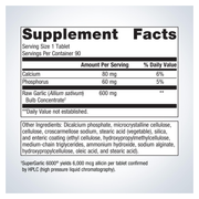 SuperGarlic 6000 (90 Tablets) — Supplement Facts