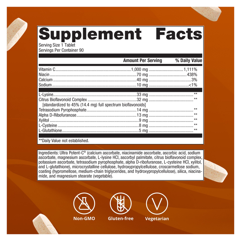 Ultra Potent-C 1000 Vitamin C (90 Tablets) — Supplement Facts