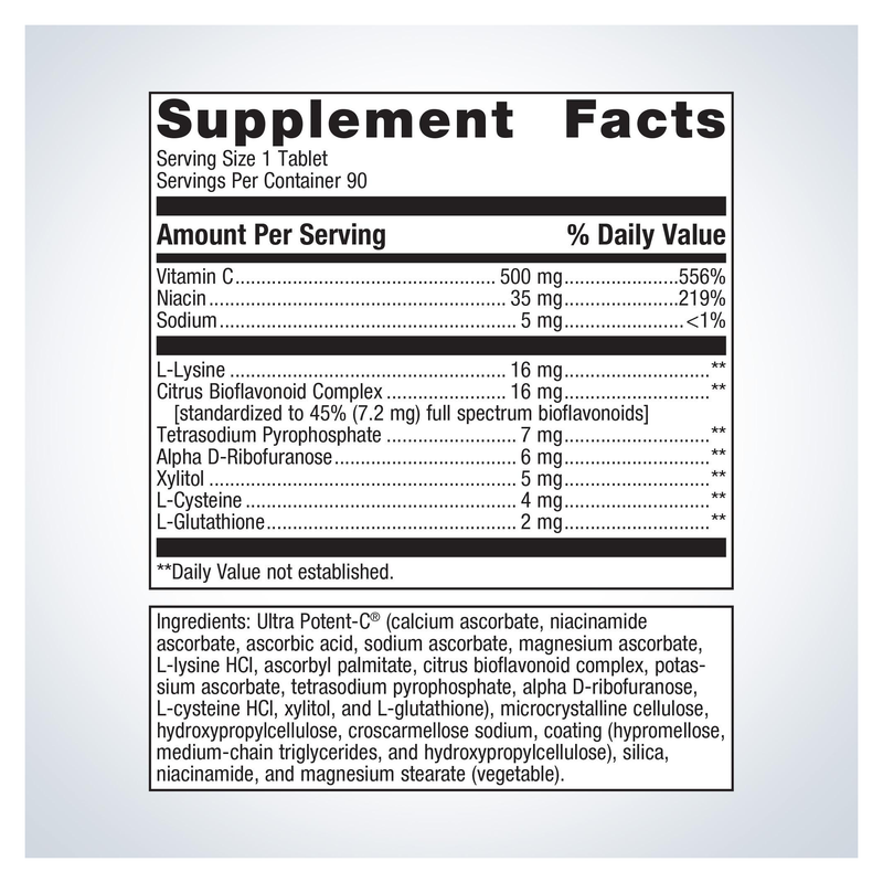 Ultra Potent-C 500 Vitamin C (90 Tablets) — Supplement Facts