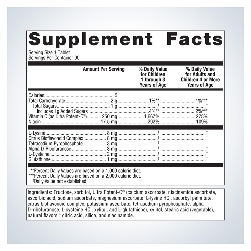 Ultra Potent-C Vitamin C Chewable (Orange) (90 Tablets) — Supplement Facts