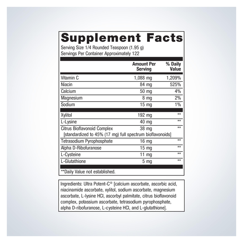 Ultra Potent-C Vitamin C Powder (238 g) — Supplement Facts