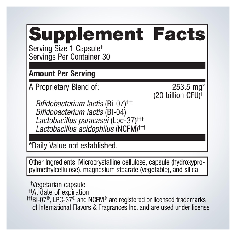 UltraFlora Restore Probiotic (30 Capsules) — Supplement Facts