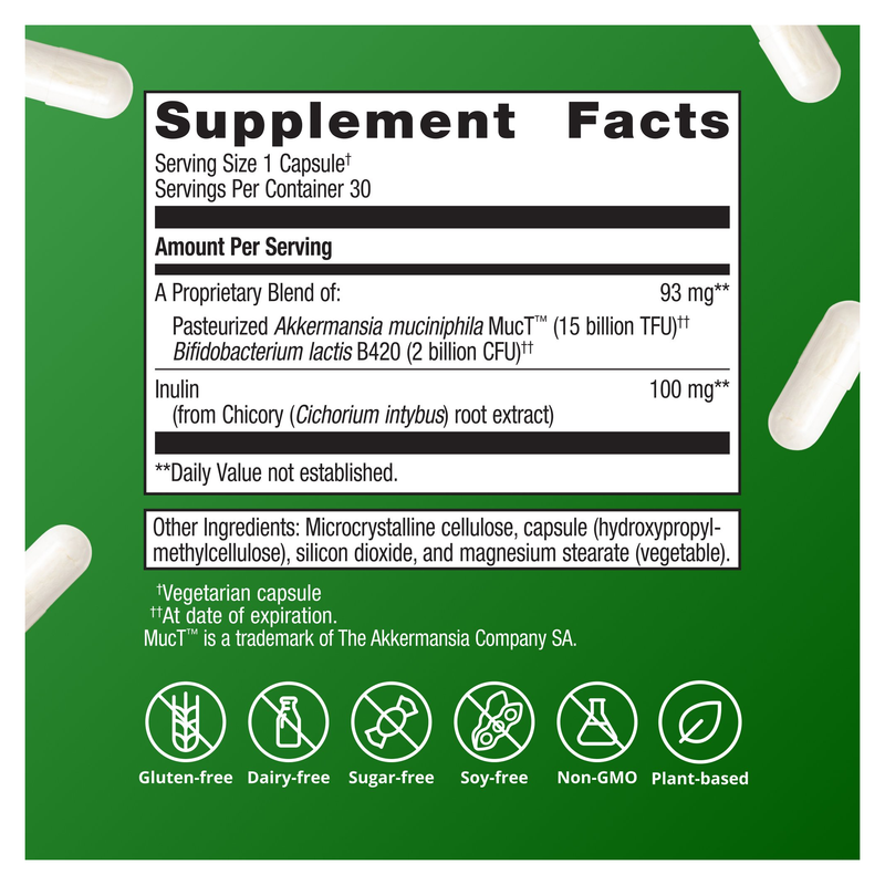 UltraFlora Triplebiotic with Akkermansia (30 Capsules) — Supplement Facts
