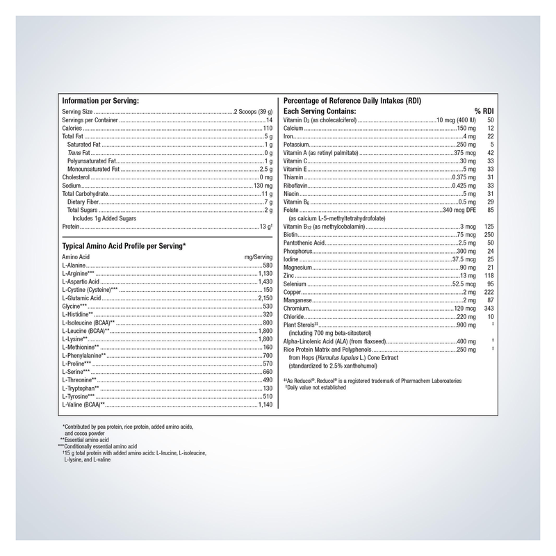 UltraMeal Cardio 360° Pea & Rice Protein — Supplement Facts