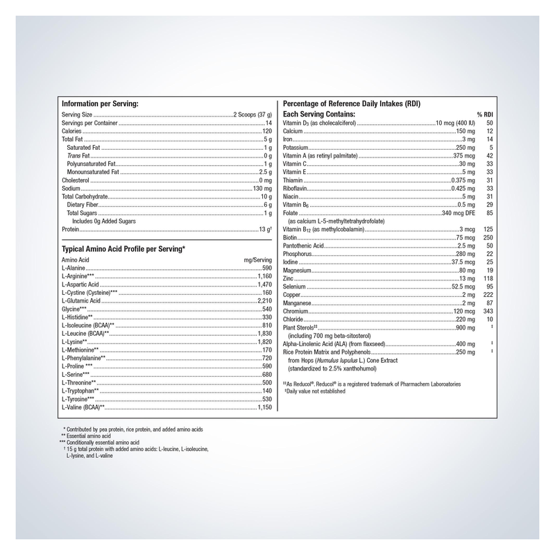 UltraMeal Cardio 360° Pea & Rice Protein — Supplement Facts