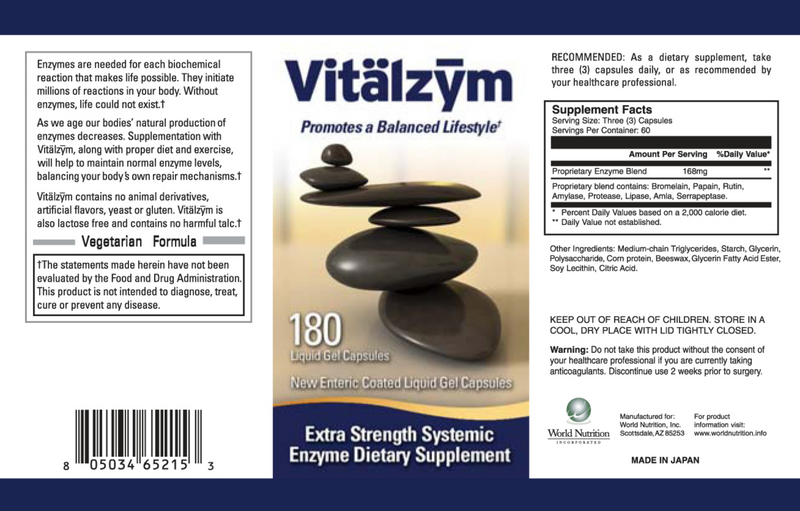 Vitalzym Enzymes Extra Strength (180 Gelcaps)