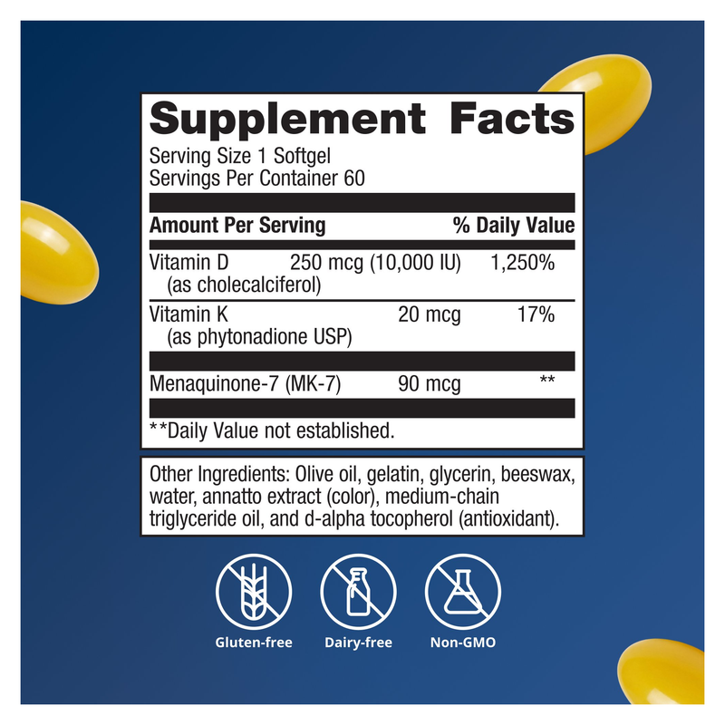 Vitamin D3 10,000 + K (60 Softgels)