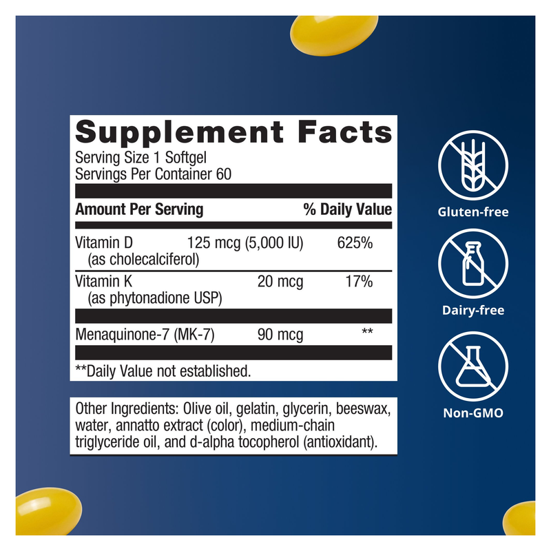 Vitamin D3 5000 + K (60 Softgels)