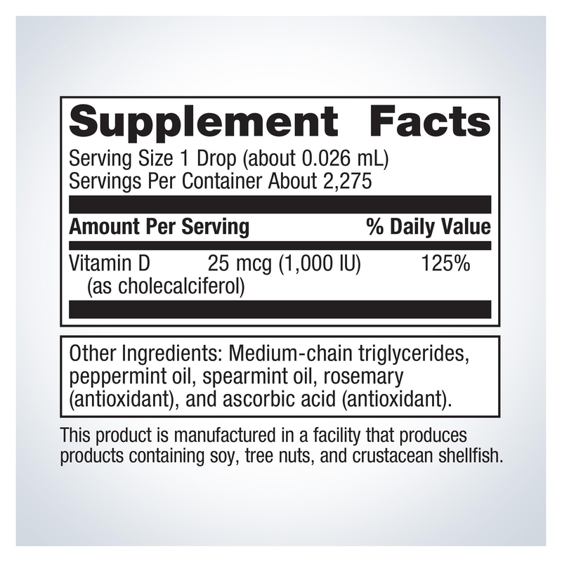 Vitamin D3 Liquid (59 ml) — Supplement Facts