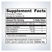 Vitamin E Mixed Tocopherols (60 Softgels) — Supplement Facts