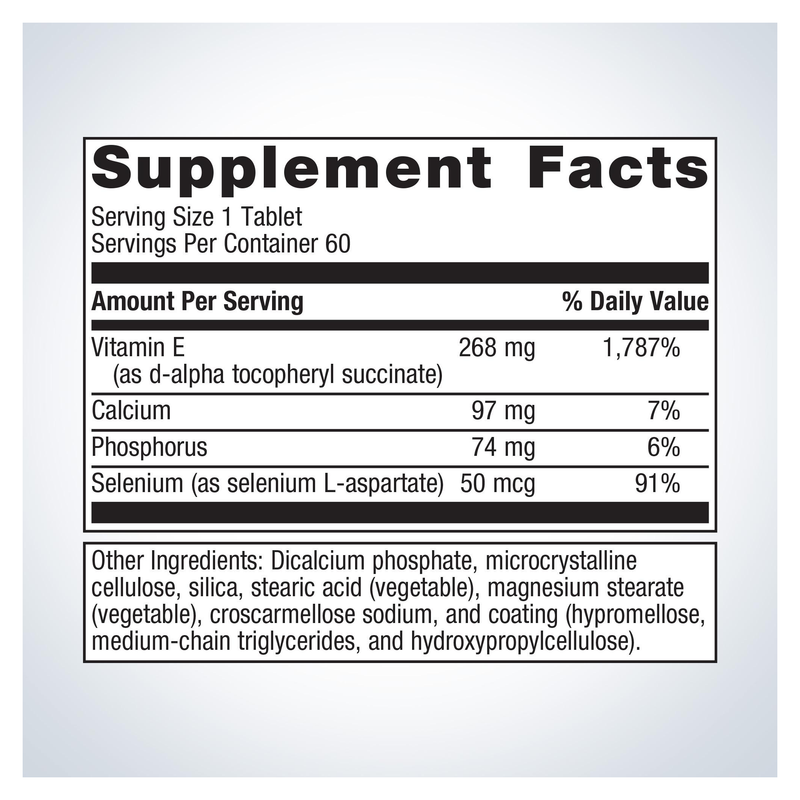 Vitamin E + Selenium (60 Tablets) — Supplement Facts