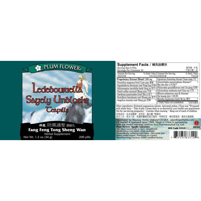 Ledebouriella Sagely Unblocks Teapills (Fang Feng Tong Sheng Wan) (200 Pills)