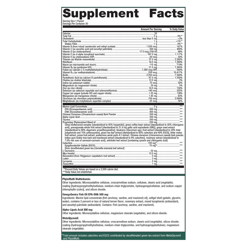 Wellness Essentials Healthy Balance Daily Packs (30 Packets) — Supplement Facts