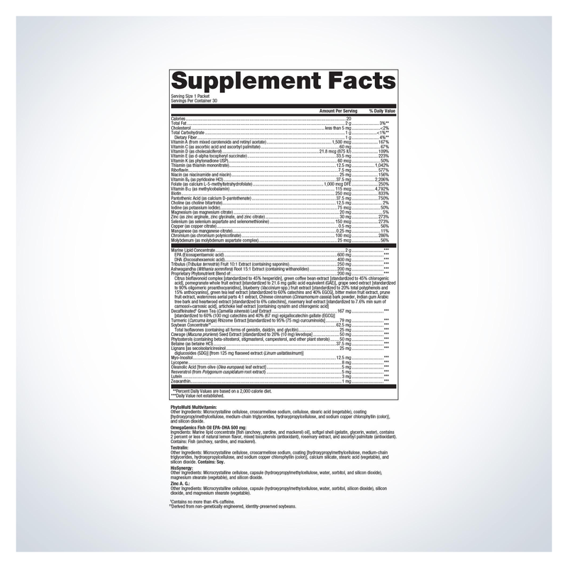 Wellness Essentials Men's Vitality Daily Packs (30 Packets) — Supplement Facts