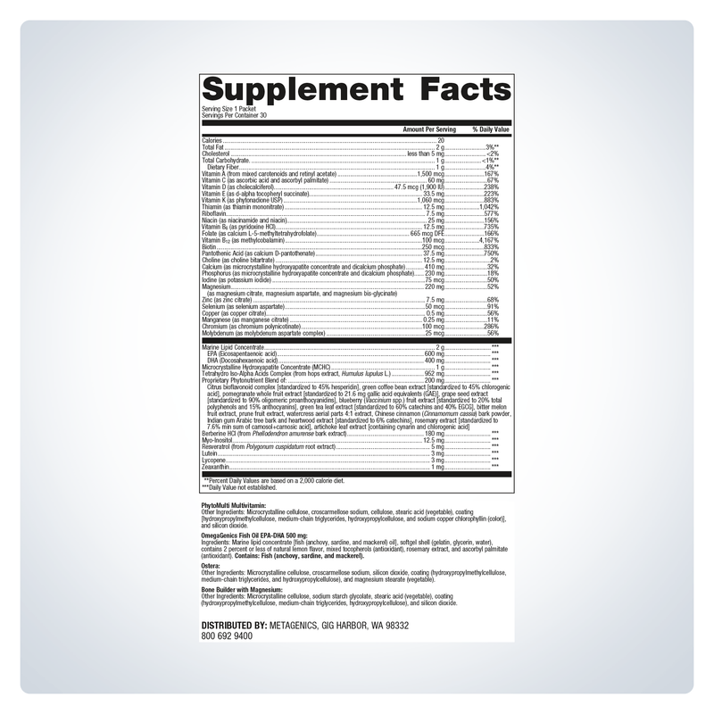 Wellness Essentials Women's Prime Daily Packs (30 Packets) — Supplement Facts