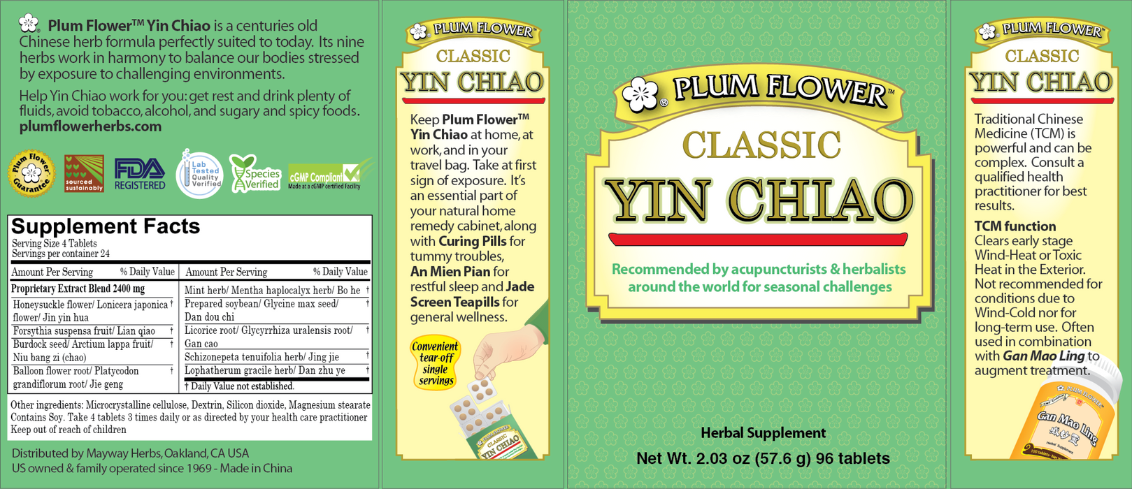 Yin Chiao Chieh Tu Tablets (Blister Pack) (96 Tablets)-Chinese Formulas-Plum Flower-Pine Street Clinic
