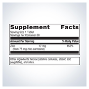 Zinc Carnosine Complex (60 Tablets) — Supplement Facts
