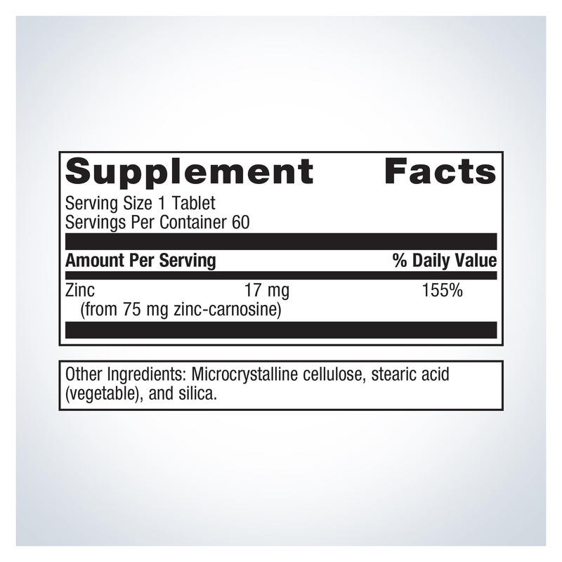 Zinc Carnosine Complex (60 Tablets) — Supplement Facts