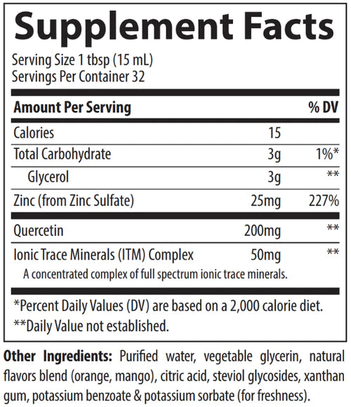 Liquid Zinc + Quercetin (16 Fluid Ounces)-Vitamins & Supplements-Trace Minerals-Pine Street Clinic