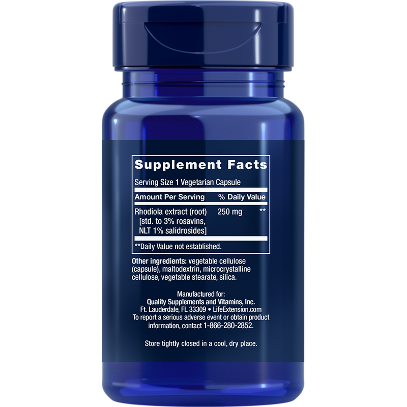 Rhodiola Extract (3% Rosavins) 250 mg (60 Capsules)