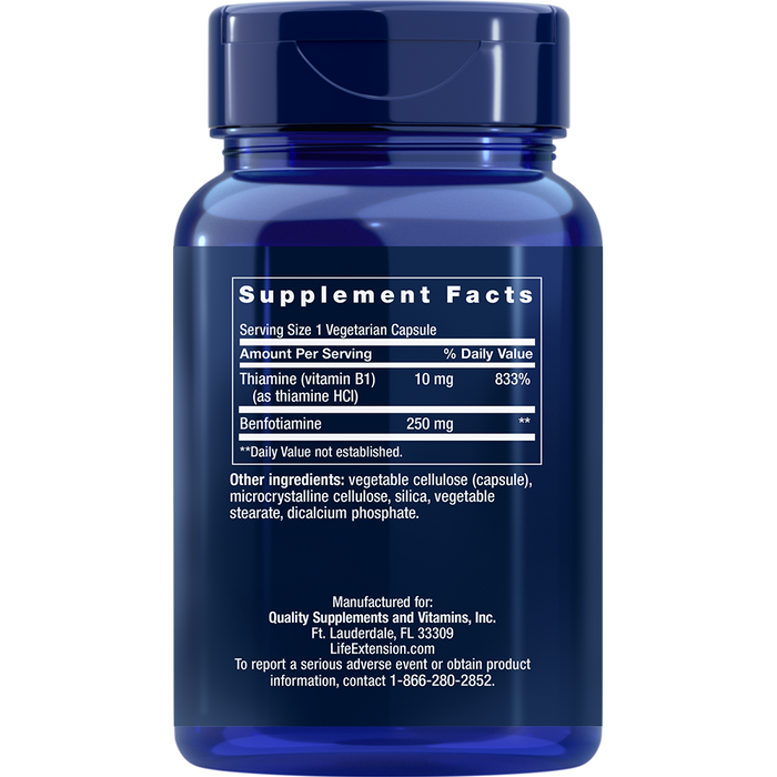 Mega Benfotiamine 250 mg (Vitamin B1) (120 Capsules)-Vitamins & Supplements-Life Extension-Pine Street Clinic