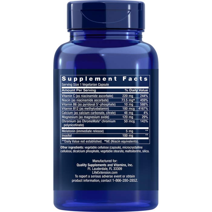 Melatonin 5 mg (Quiet Sleep Formula) (60 Capsules)-Vitamins & Supplements-Life Extension-Pine Street Clinic