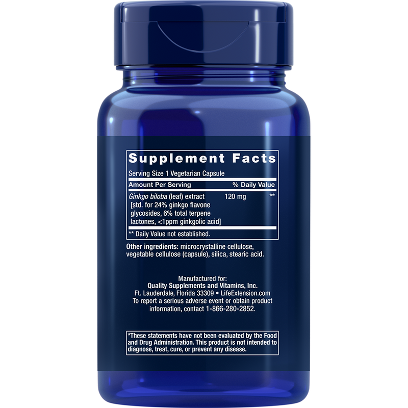 Ginkgo Biloba Certified Extract (120 mg) (365 Capsules)