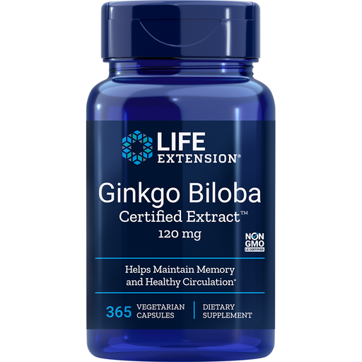 Ginkgo Biloba Certified Extract (120 mg) (365 Capsules)-Vitamins & Supplements-Life Extension-Pine Street Clinic