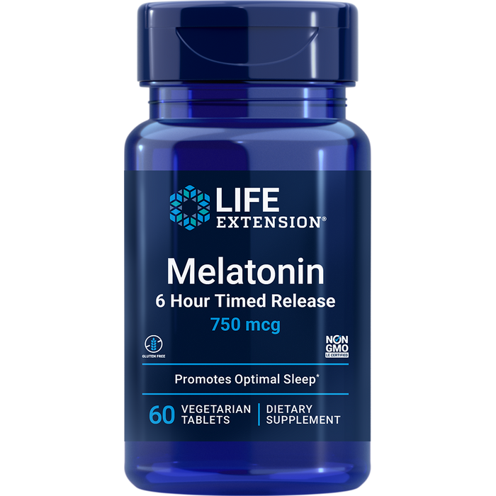 Melatonin 3 mg 6-Hour Time Release (60 Capsules)-Vitamins & Supplements-Life Extension-Pine Street Clinic