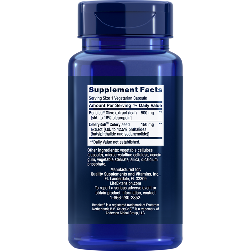 Advanced Olive Leaf Vascular Support with Celery Seed Extract (60 Capsules)