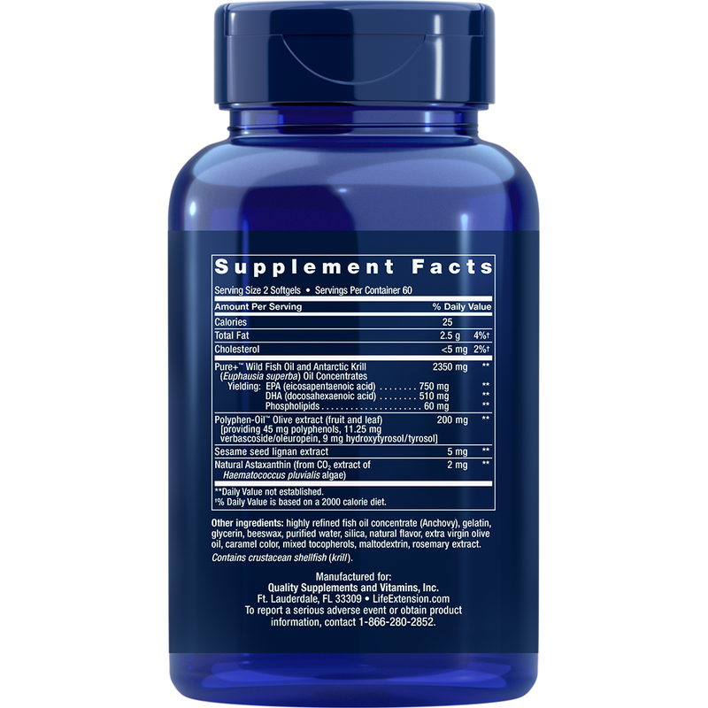 Super Omega-3 Plus EPA/DHA with Sesame Lignans, Olive Extract, Krill, & Astaxanthin (120 Softgels)