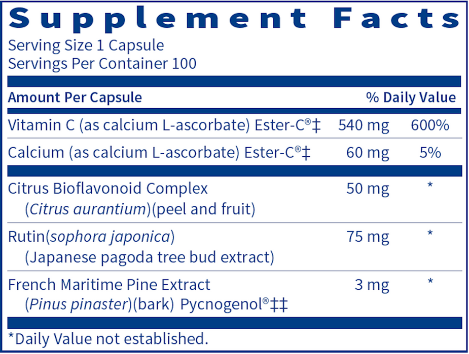 Ester-C Bio (100 Capsules)-Klaire Labs - SFI Health-Pine Street Clinic