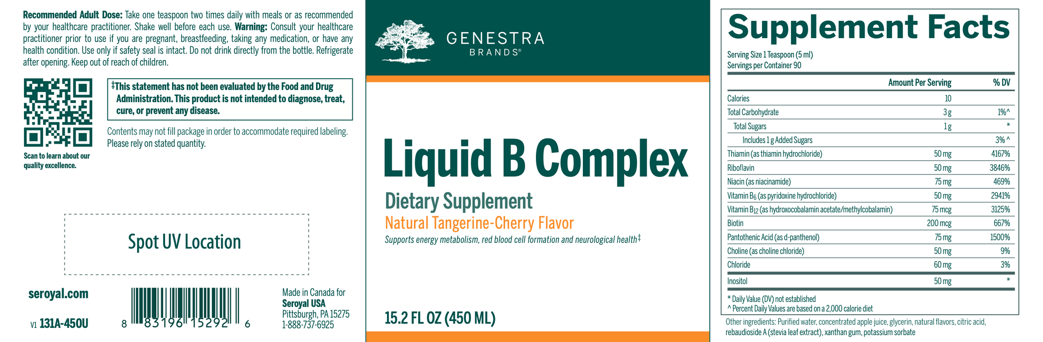 Liquid B Complex (450 ml)-Vitamins & Supplements-Genestra-Pine Street Clinic