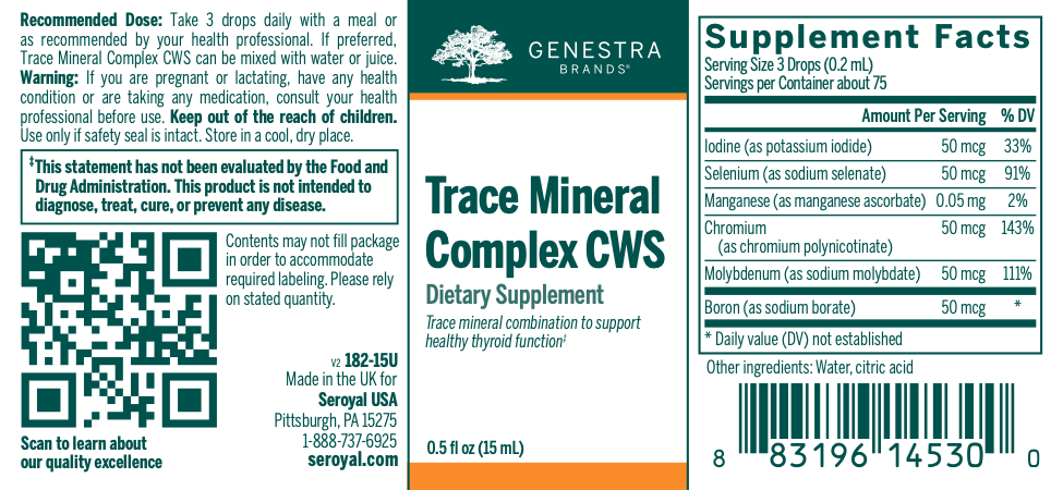 Trace Mineral Complex CWS (15 ml)-Vitamins & Supplements-Genestra-Pine Street Clinic