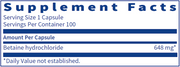 Betaine HCl (100 Capsules)