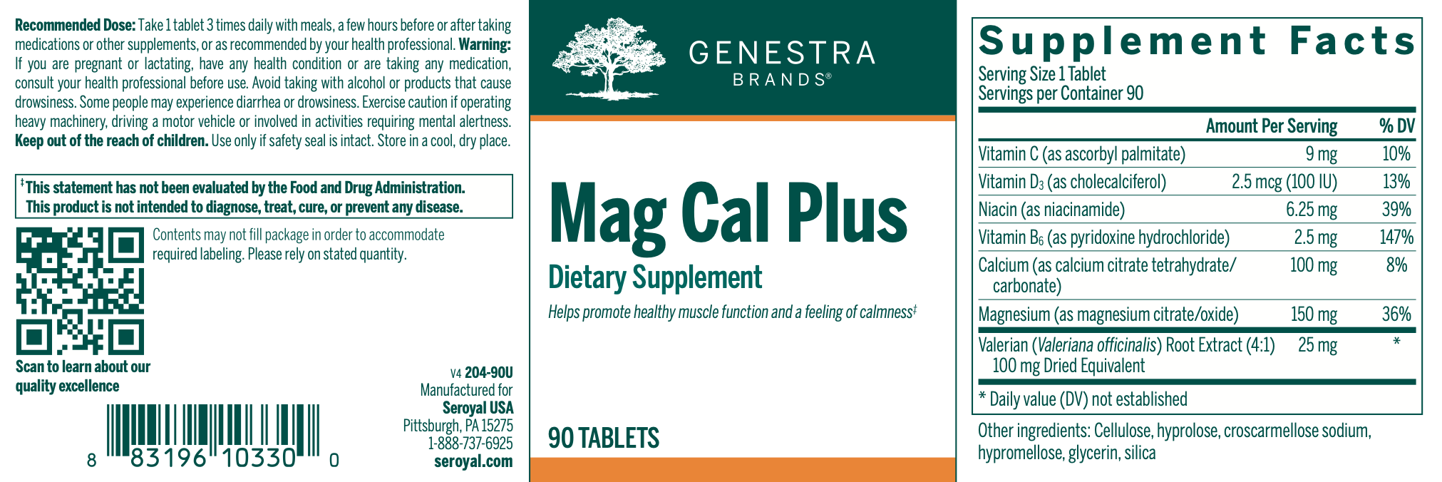 Mag Cal Plus (90 Tablets)-Genestra-Pine Street Clinic