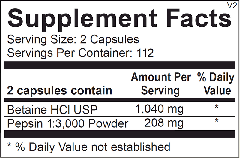 Betaine & Pepsin (225 Capsules)