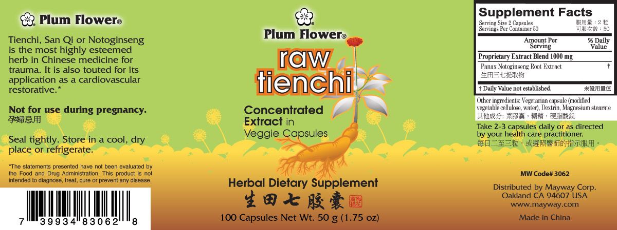 Tienchi (Raw) (100 Capsules)-Plum Flower-Pine Street Clinic