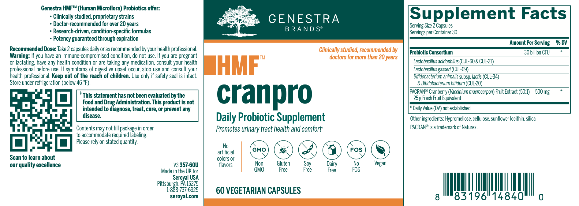 HMF CranPro (60 Capsules)-Vitamins & Supplements-Genestra-Pine Street Clinic