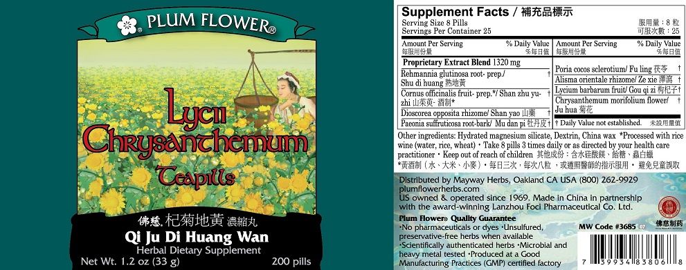 Lycii Chrysanthemum Teapills (Qi Ju Di Huang Wan)-Chinese Formulas-Plum Flower-Pine Street Clinic
