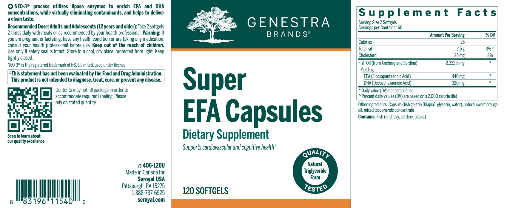 Super EFA Capsules (120 Softgels)-Vitamins & Supplements-Genestra-Pine Street Clinic