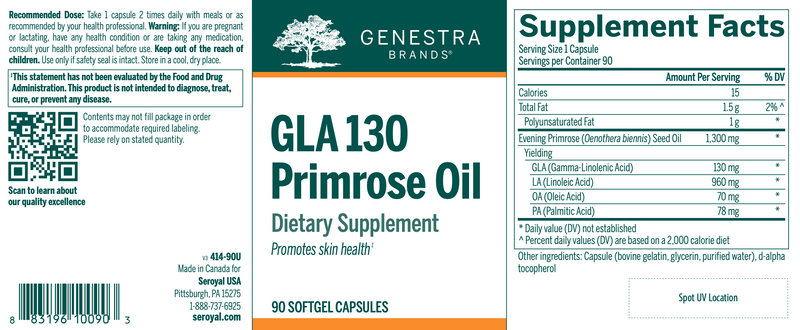 GLA 130 Primrose Oil (90 Softgels)