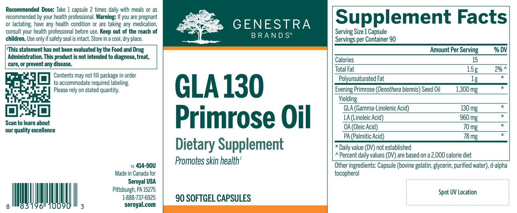 GLA 130 Primrose Oil (90 Softgels)-Genestra-Pine Street Clinic