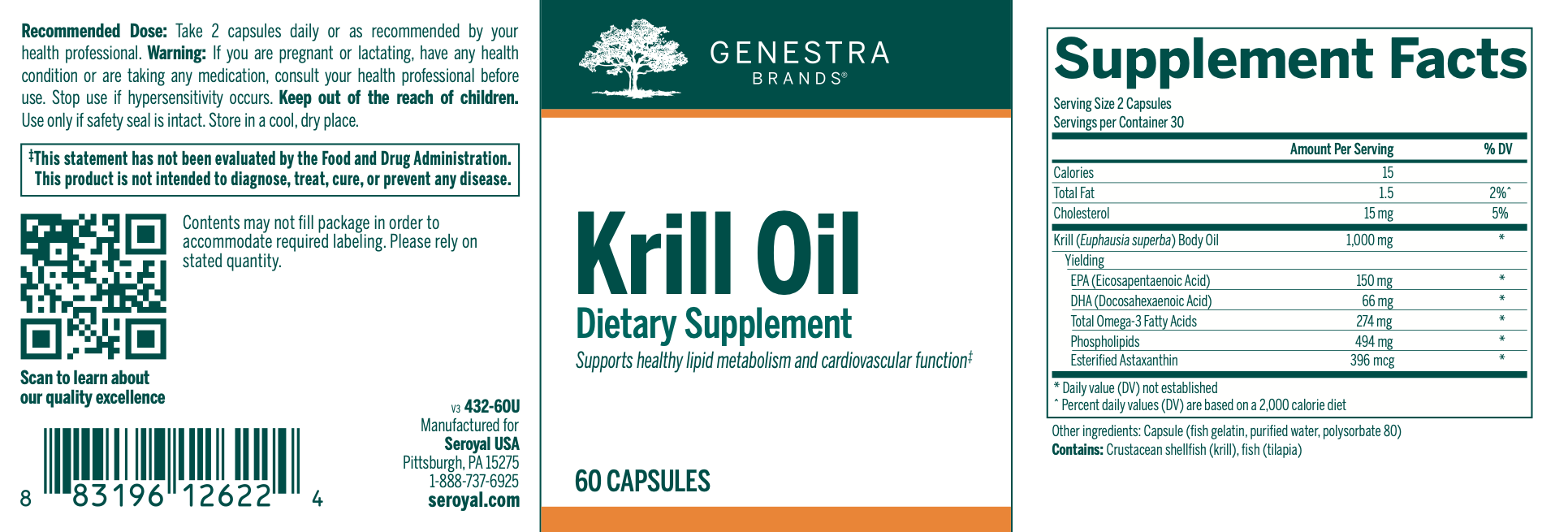Krill Oil (60 Capsules)-Vitamins & Supplements-Genestra-Pine Street Clinic