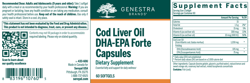 Cod Liver Oil DHA/EPA Forte (60 Softgels)