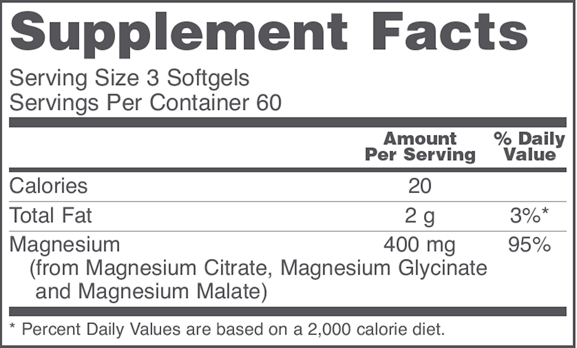 Magnesium Citrate Plus (Glycinate & Malate) (180 Softgels)-Vitamins & Supplements-Protocol For Life Balance-Pine Street Clinic
