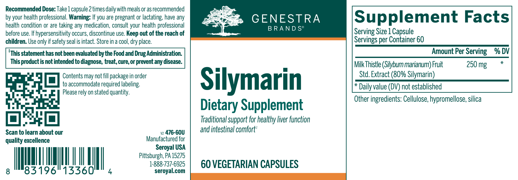 Silymarin (60 Capsules)-Vitamins & Supplements-Genestra-Pine Street Clinic