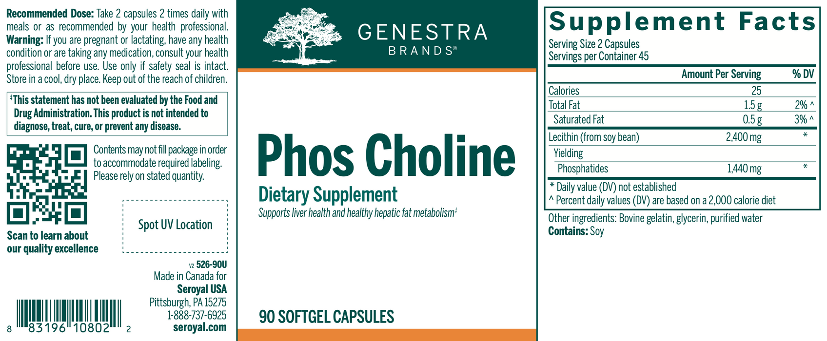 Phos Choline (90 Softgels)-Vitamins & Supplements-Genestra-Pine Street Clinic