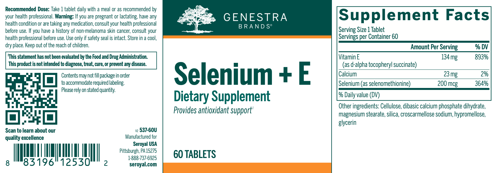 Selenium + E (60 Tablets)